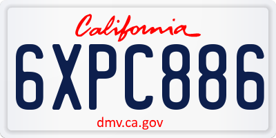 CA license plate 6XPC886