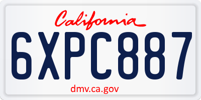 CA license plate 6XPC887