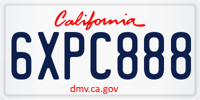 CA license plate 6XPC888