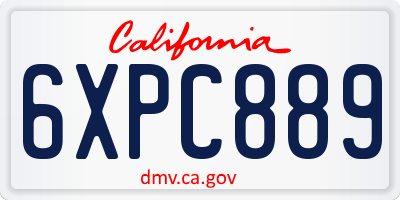 CA license plate 6XPC889