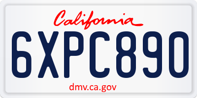 CA license plate 6XPC890