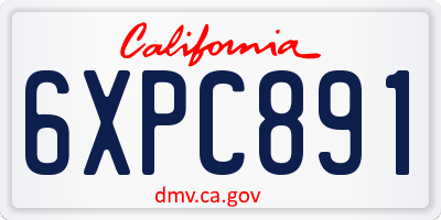 CA license plate 6XPC891