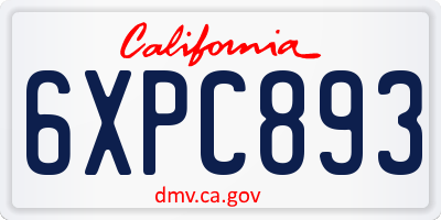 CA license plate 6XPC893