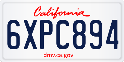 CA license plate 6XPC894