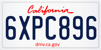 CA license plate 6XPC896