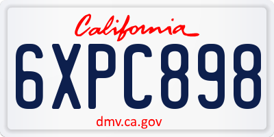 CA license plate 6XPC898