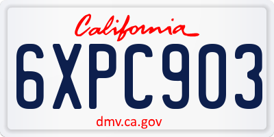 CA license plate 6XPC903