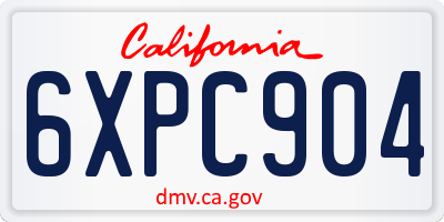 CA license plate 6XPC904