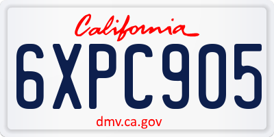CA license plate 6XPC905