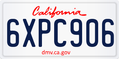 CA license plate 6XPC906