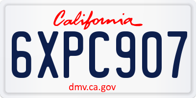 CA license plate 6XPC907