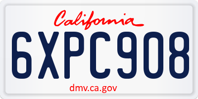 CA license plate 6XPC908