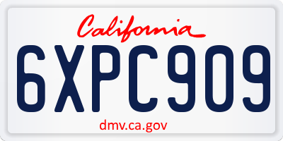CA license plate 6XPC909