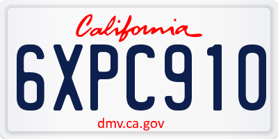 CA license plate 6XPC910