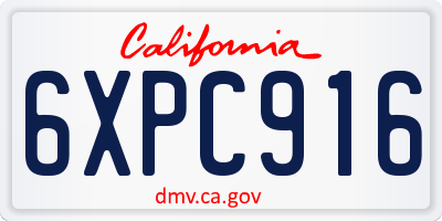 CA license plate 6XPC916