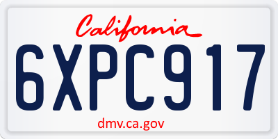 CA license plate 6XPC917