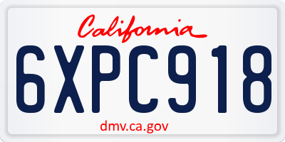 CA license plate 6XPC918