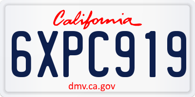 CA license plate 6XPC919