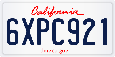 CA license plate 6XPC921