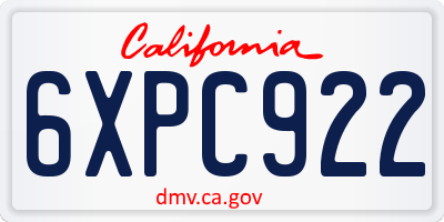 CA license plate 6XPC922