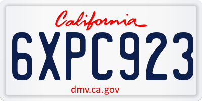 CA license plate 6XPC923