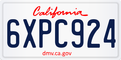 CA license plate 6XPC924