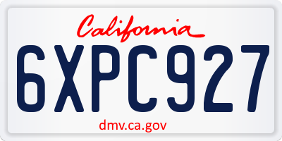 CA license plate 6XPC927