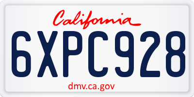 CA license plate 6XPC928