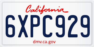 CA license plate 6XPC929