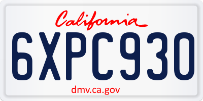 CA license plate 6XPC930