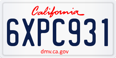 CA license plate 6XPC931