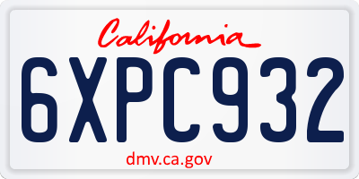 CA license plate 6XPC932