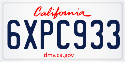 CA license plate 6XPC933