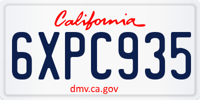 CA license plate 6XPC935