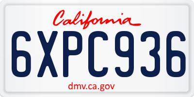 CA license plate 6XPC936