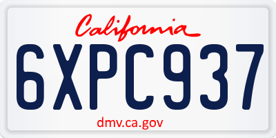 CA license plate 6XPC937