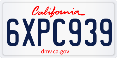 CA license plate 6XPC939