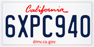 CA license plate 6XPC940