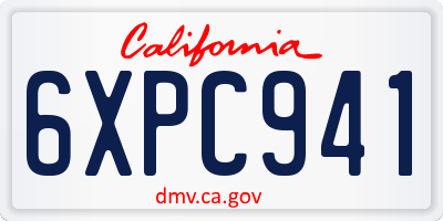 CA license plate 6XPC941