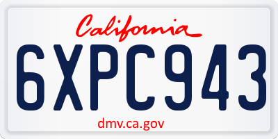 CA license plate 6XPC943