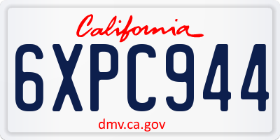 CA license plate 6XPC944