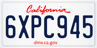 CA license plate 6XPC945