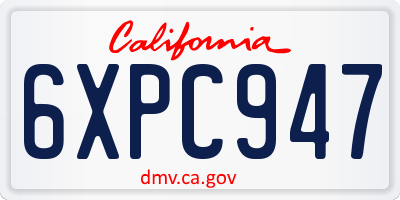 CA license plate 6XPC947