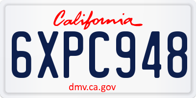 CA license plate 6XPC948