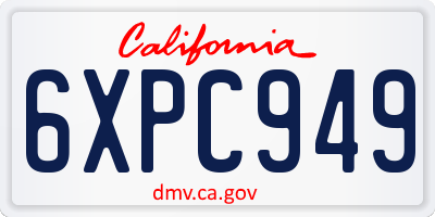 CA license plate 6XPC949