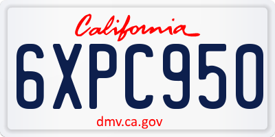 CA license plate 6XPC950