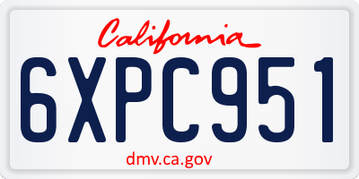 CA license plate 6XPC951