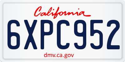 CA license plate 6XPC952