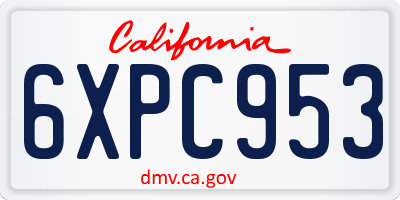 CA license plate 6XPC953