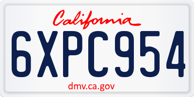 CA license plate 6XPC954
